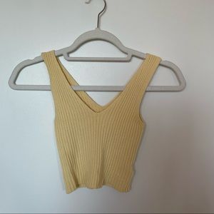 Yellow cropped knit sweater
